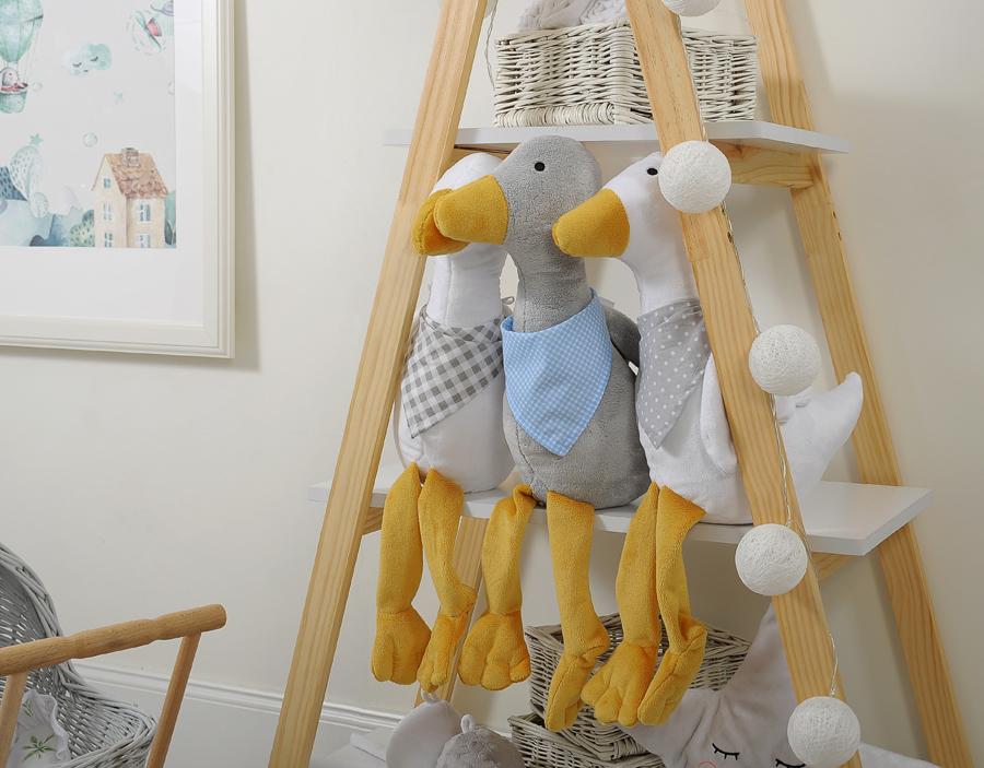 Decorative plush goose with scarf - white