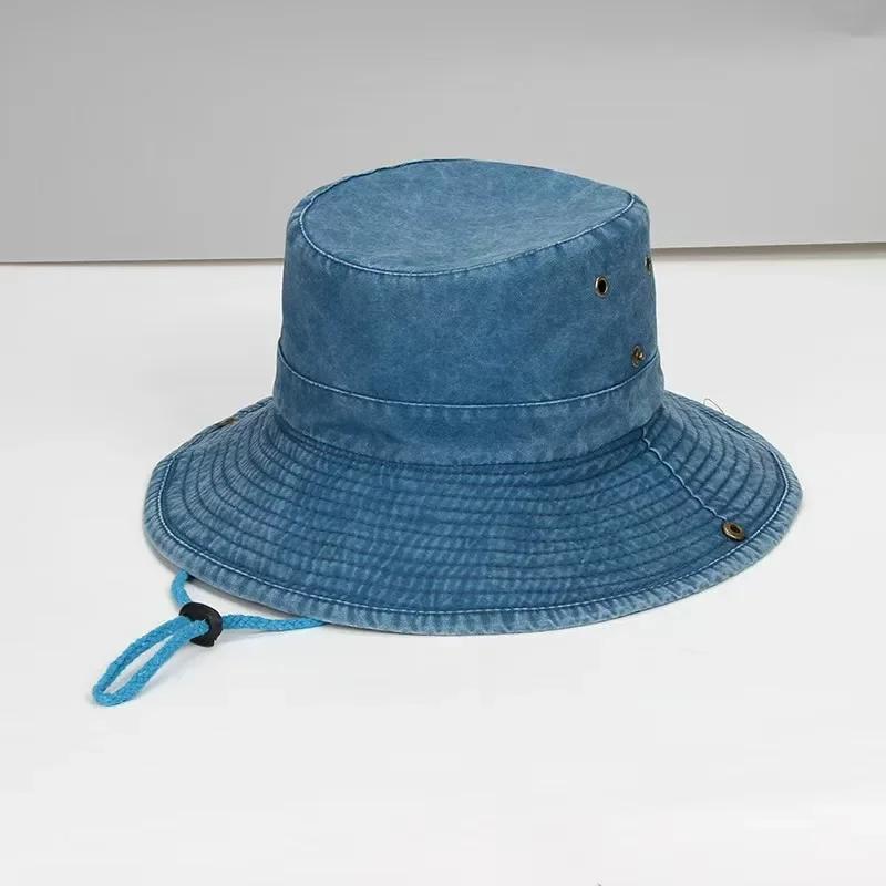

Big Size Do Old Large Eaves Bucket Hat Men Women Outdoor Sunscreen Hat Sun Protection Fishing Caps Washed Cotton Fisherman Caps 62CM джинсовий синього кольору