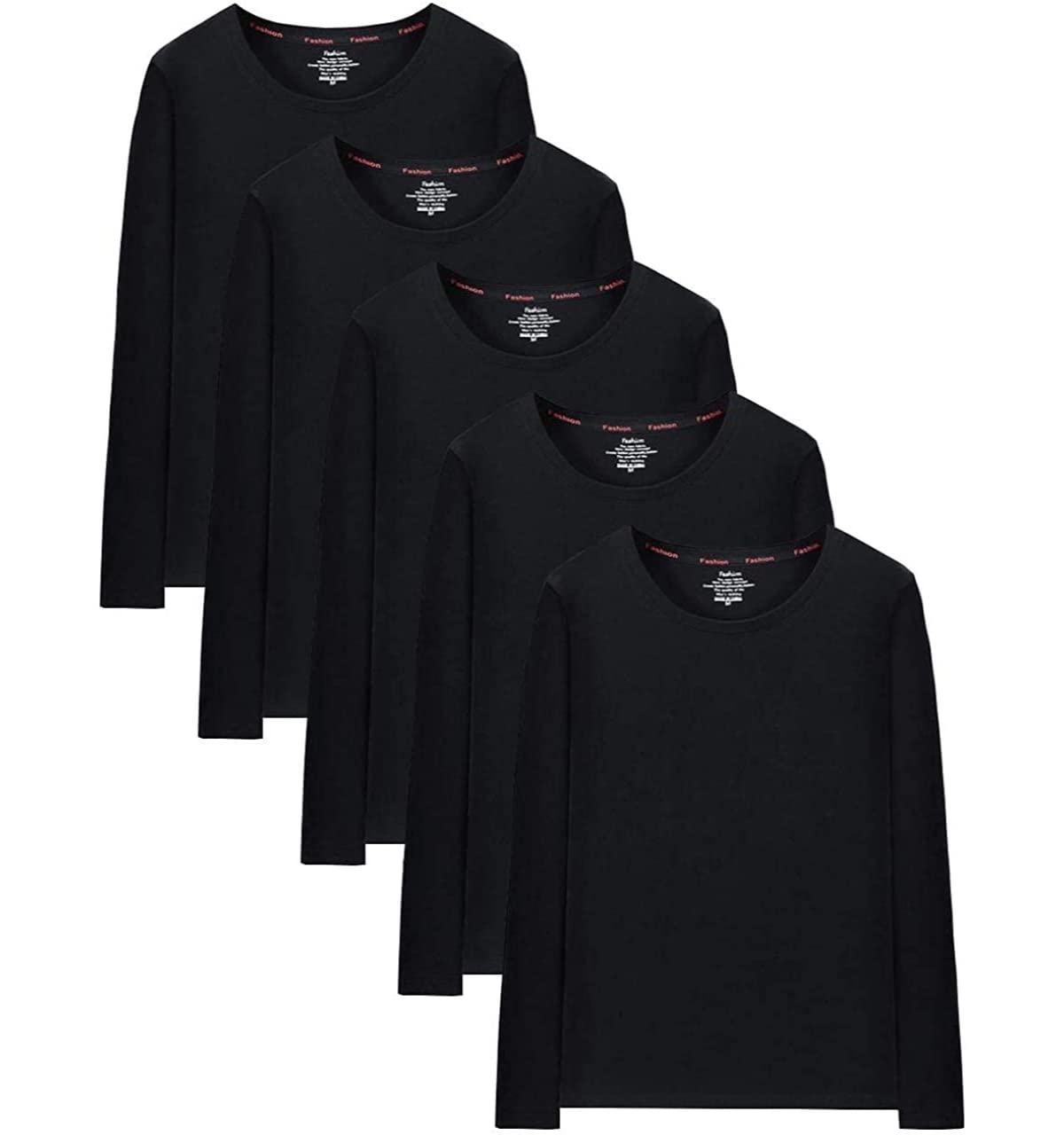 

Комплект из 5 мужских футболок с длинным рукавом Ronty Inner Winter [Daycloth], 100% хлопок, нижнее белье, мужские рукава, с антибактериальным эффектом и защитой от запаха чёрный