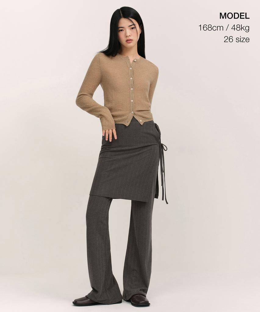 MUSINSA STANDARD WOMAN Women'S Vertical Textured Wrap Skirt Jersey Pants [Grey]