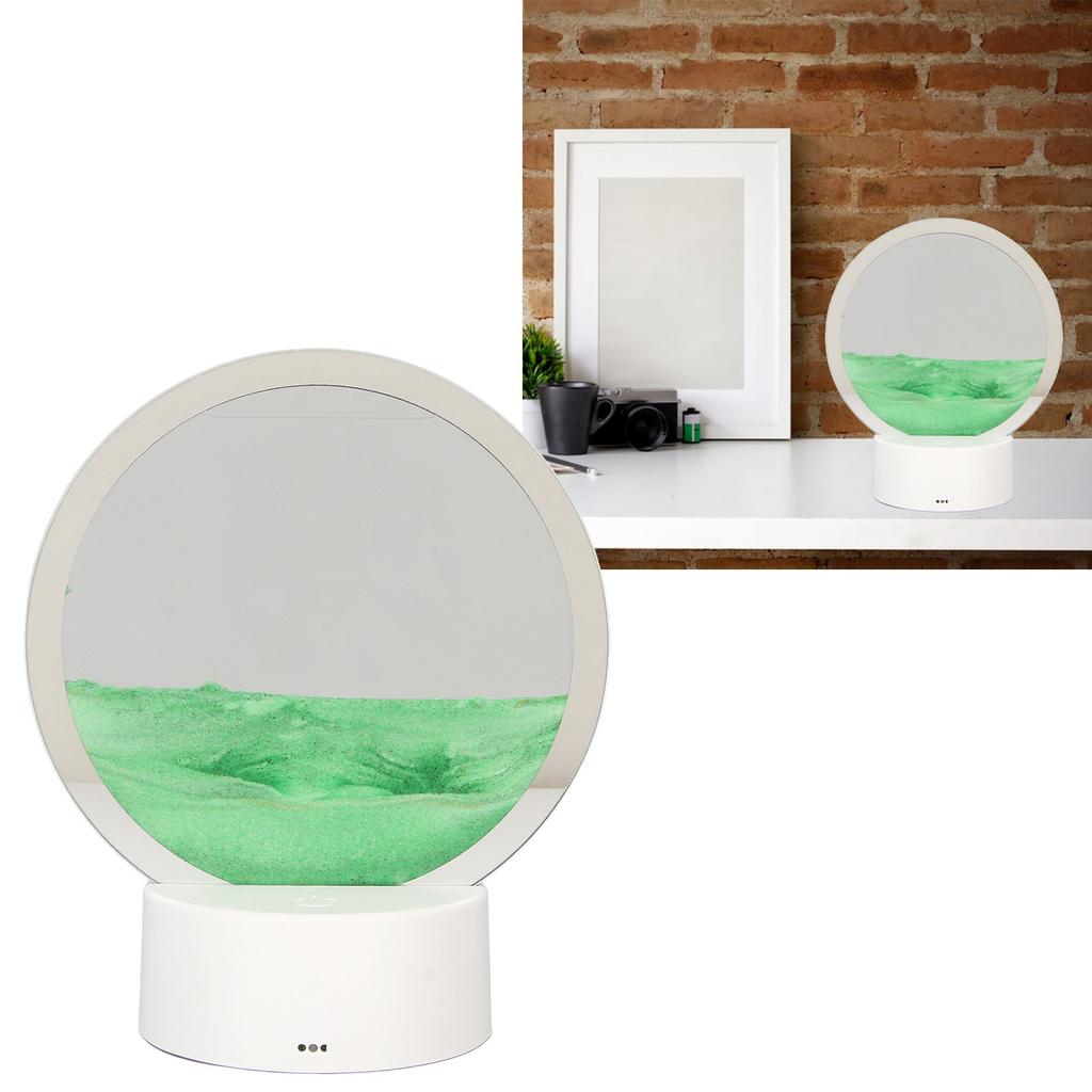 Moving Sand Art Round Frame 3D Transparent Glass Battery USB Powered Lights Dynamic Sand Picture for Family Cafe