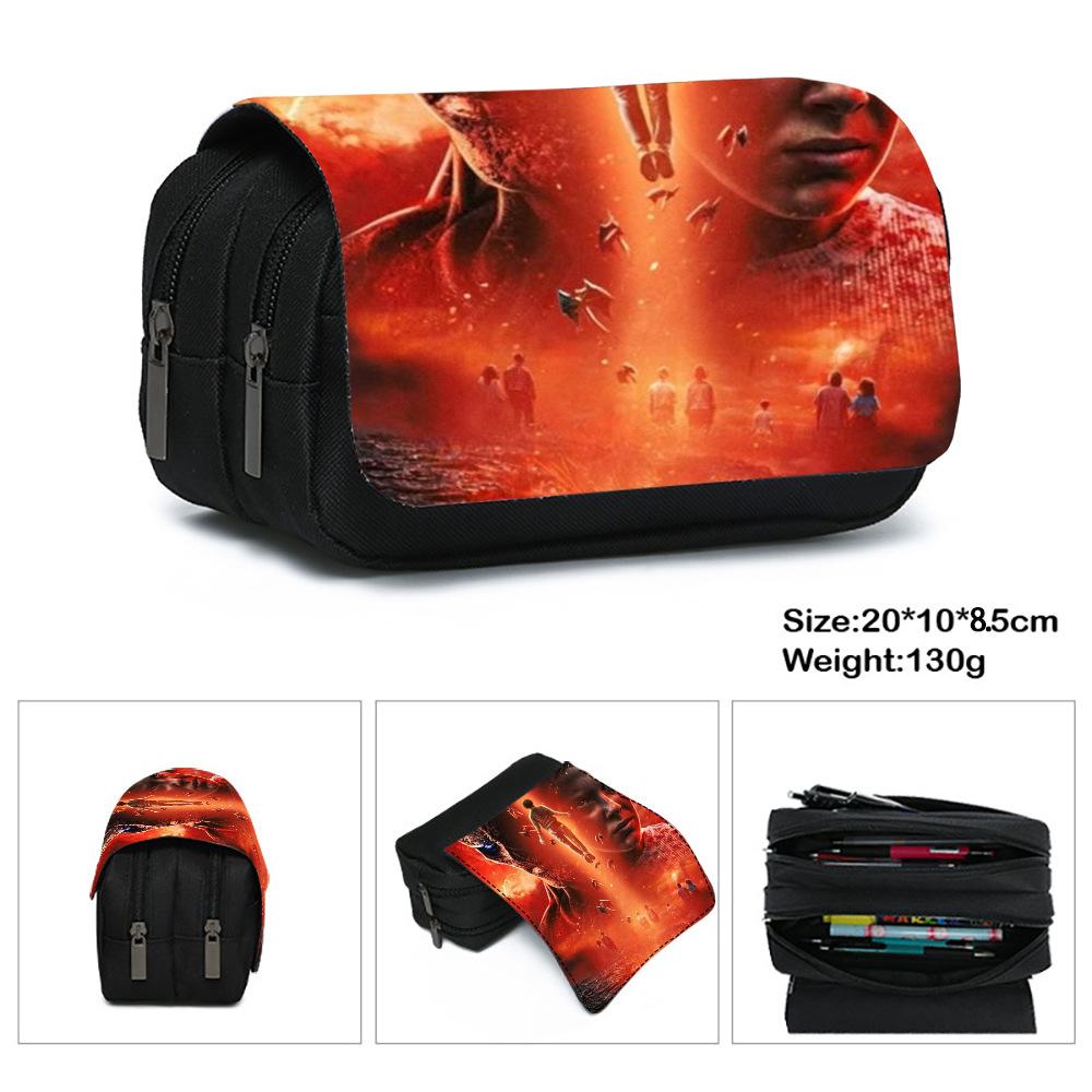 Stranger Things 5 Pencil Case, Large Capacity Multi-Layer Storage, Wear-Resistant Oxford Cloth Student Stationery Bag