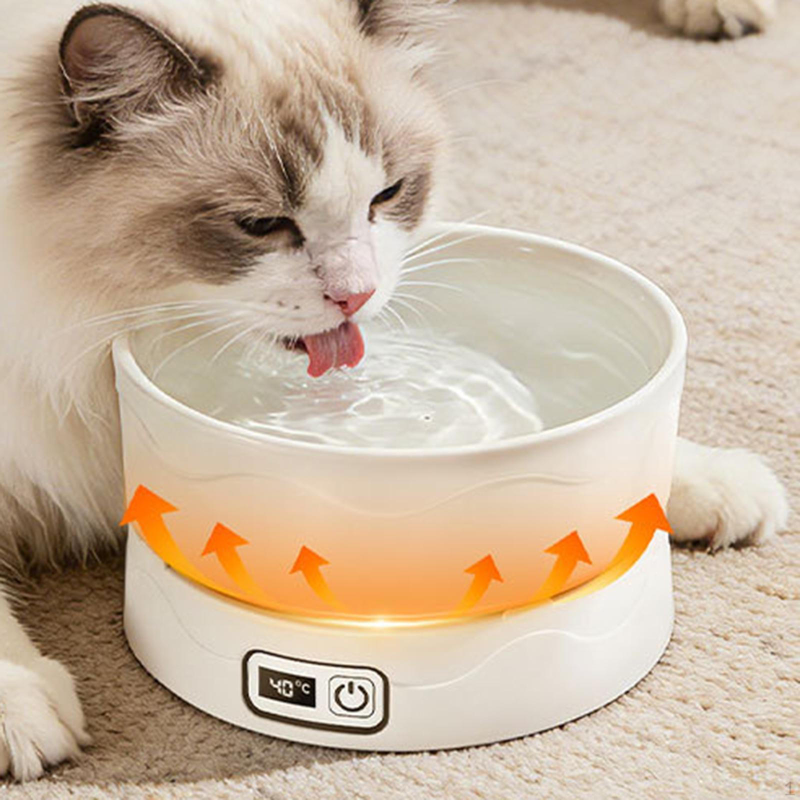 

Heated Pet Water Bowl Heating Waterer 700ml Adjustable Temperature Drinking Dish for Travel