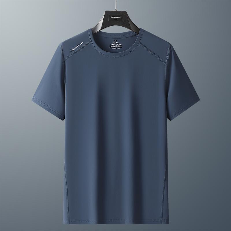 Large Size Ice Silk Loose Breathable Casual T-shirt Men's Outdoor Casual Sports Quick-drying Short Sleeves