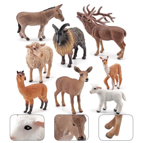 Animal Figurine Simulation Donkey Alpaca Red Deer Sheep Animal Model Toys Desktop Ornament Gift for Home
