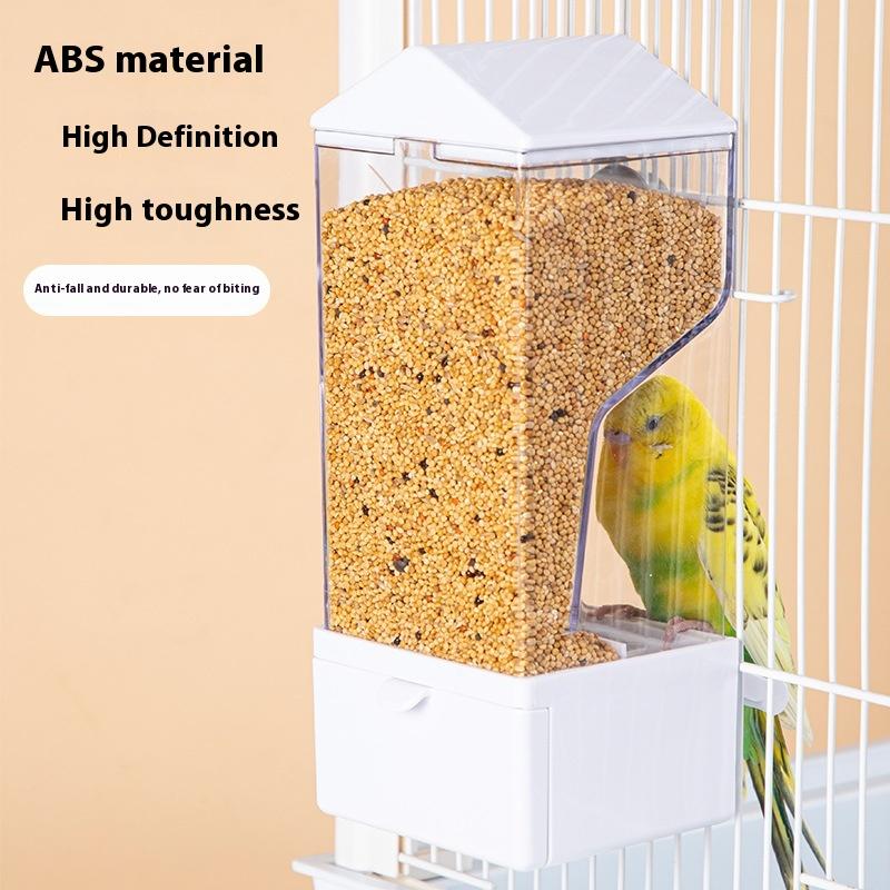 Hrănitor Automat pentru Papagal de Companie de Capacitate Mare, Cutie pentru Mâncare pentru Colivie, Separare Coji, Anti-Stropire, Hrănitor Integrat Anti-Stropire, Articole pentru Animale de Companie