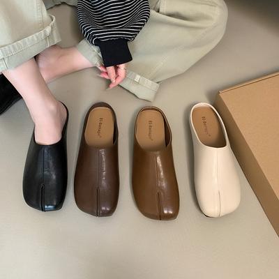 Módní Bailamos Dámské Tabi Boty Design Ploské Boty Dámské Sandály Překrytí Prstů Pantofle Měkká Kůže Plochá Obuv Venkovní Nazouváky Zapatos Mujer