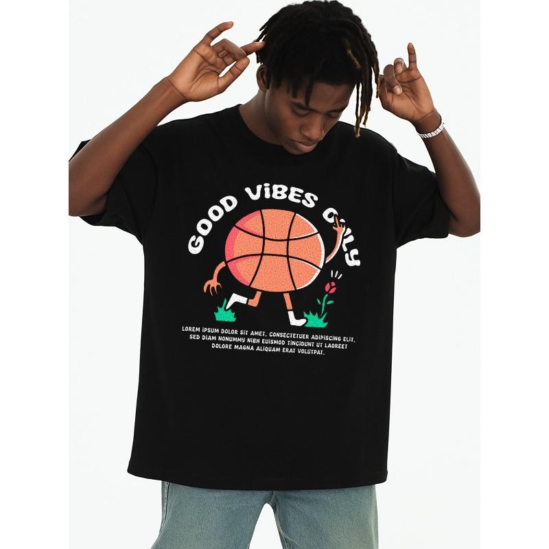 Men S Good Vibes Only Graphic T-Shirt - with Orange Lettering & Smiling Sun Design, Comfort Fit Casual Streetwear Summer Tee for Beach S чёрный