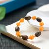Green Kinam Agarwood Jujube & Amber Beaded Bracelet with 925 Silver Accents