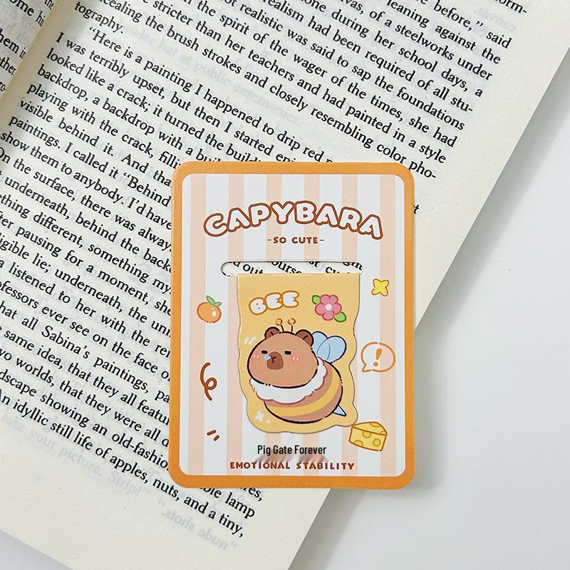 Capybara Magnetic Bookmark – Cute Double-Sided Student Page Holder Clip