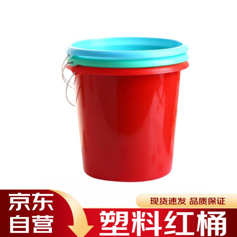 Large Capacity Red Plastic Bucket with Metal Handle