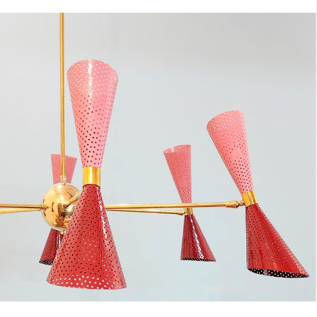 Pink Diablo Cone Artistic Sputnik Light Elegant Chandelier For Home Interior 6 Arms 12 Light