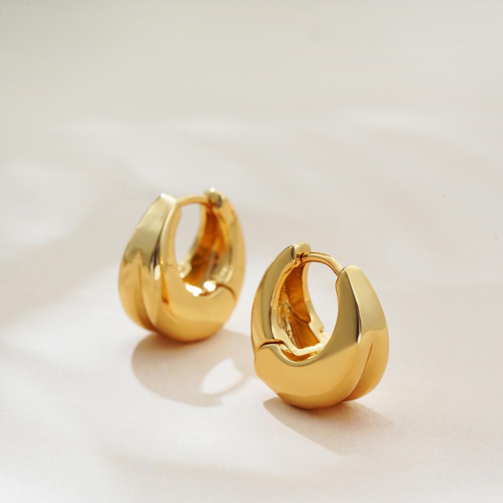 

Fashion Double-layer Gold Color Small Hoop Earrings for Women Vintage Chunky Round Huggie Hoops Ear Buckle Zircon Gifts