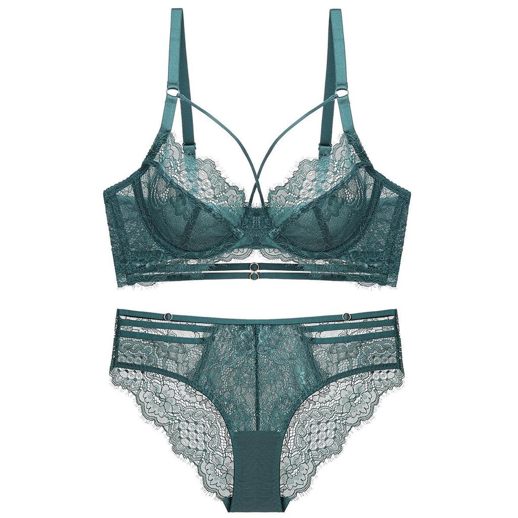 Sexy Ultra-thin Lace Push Up Bra Set Classic Hollow Bandage Women Underwear Transparent Intimates Plus Size Bra and Panties Set