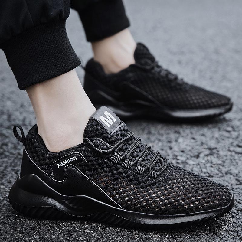 2022 Spring and Summer New Men's Large Size Hollow Mesh Sports Tide Shoes Breathable Non-slip Wearable Running Shoes