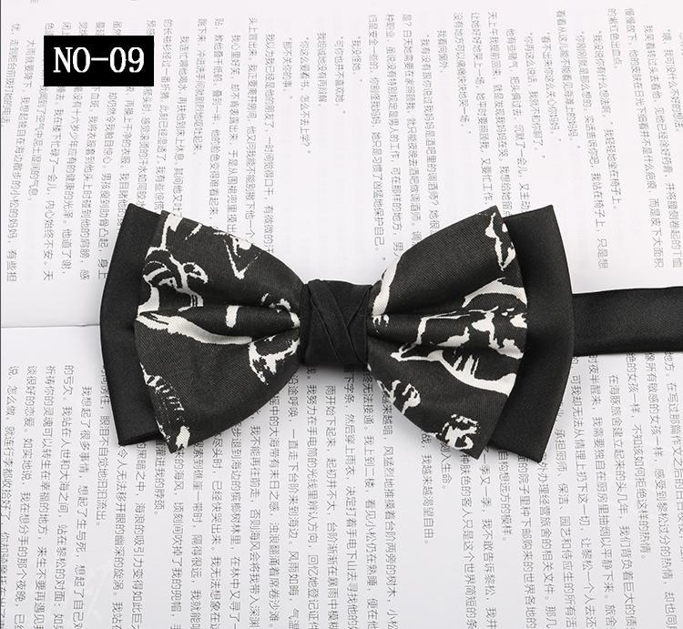 Gemusterte Fliege Herren Imitationsseide Druck Retro High-End Französisches Hemd Amtlich Fotografie Hochzeit Schleife Kragen