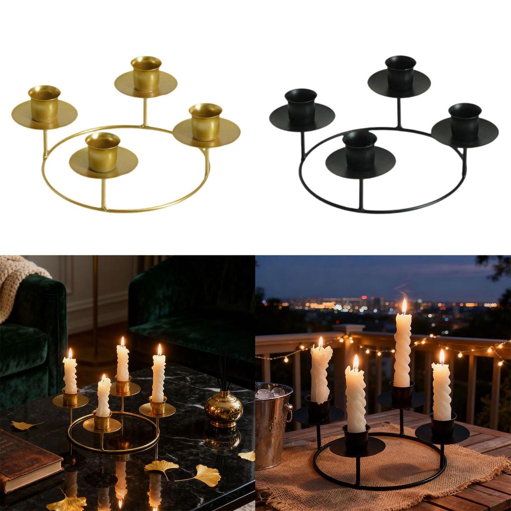 4 Arms Candle Holder, Fashion Iron Candleholder, Centerpiece Decorative Candle Stand for Living Room, Bedroom Decoration