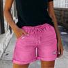 Jean Shorts for Women High Rise Roll Up Hem Straight Leg Distressed Denim Shorts Elastic Waist Drawstring Summer Ripped Hot Shorts with Pockets
