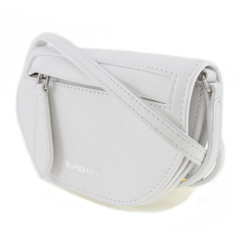 Burberry Olympia Mini Shoulder Shoulder Bag White Leather Women Used