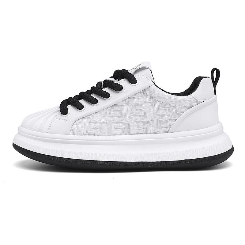 Thick-soled white shoes summer men's shoes new ice silk cloth breathable mesh soft sole comfortable versatile height increase casual shoes men