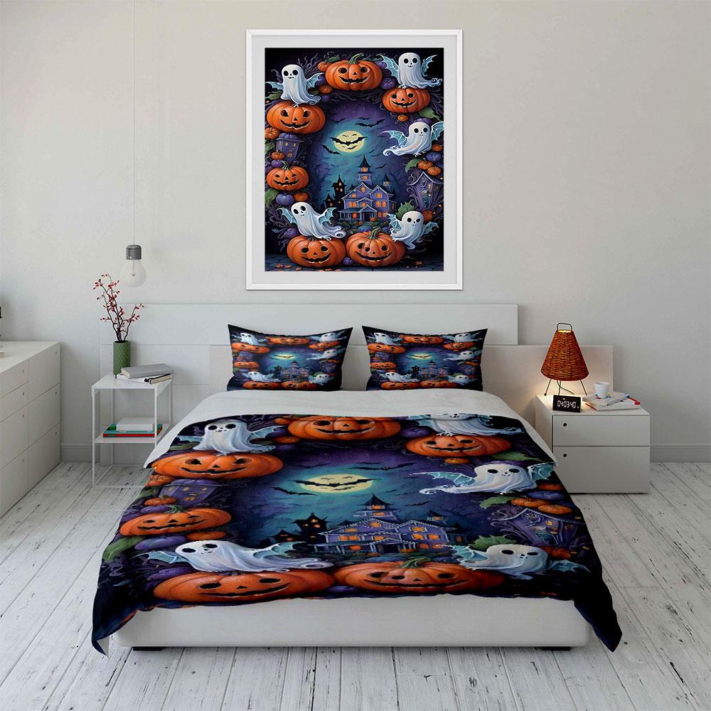 Spooky pumpkins enchantingly glowing Bedding sets Duvet cover sets Duvet covers Pillowcases(1*Duvet Cover 2*Pillowcases without duvet insert)