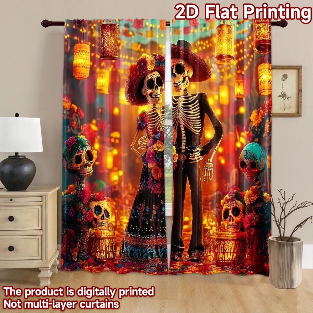 2D Flat Photography Backdrop Background Cloth Day of the Dead Celebration 100% Polyester Party Decorations for Bedroom