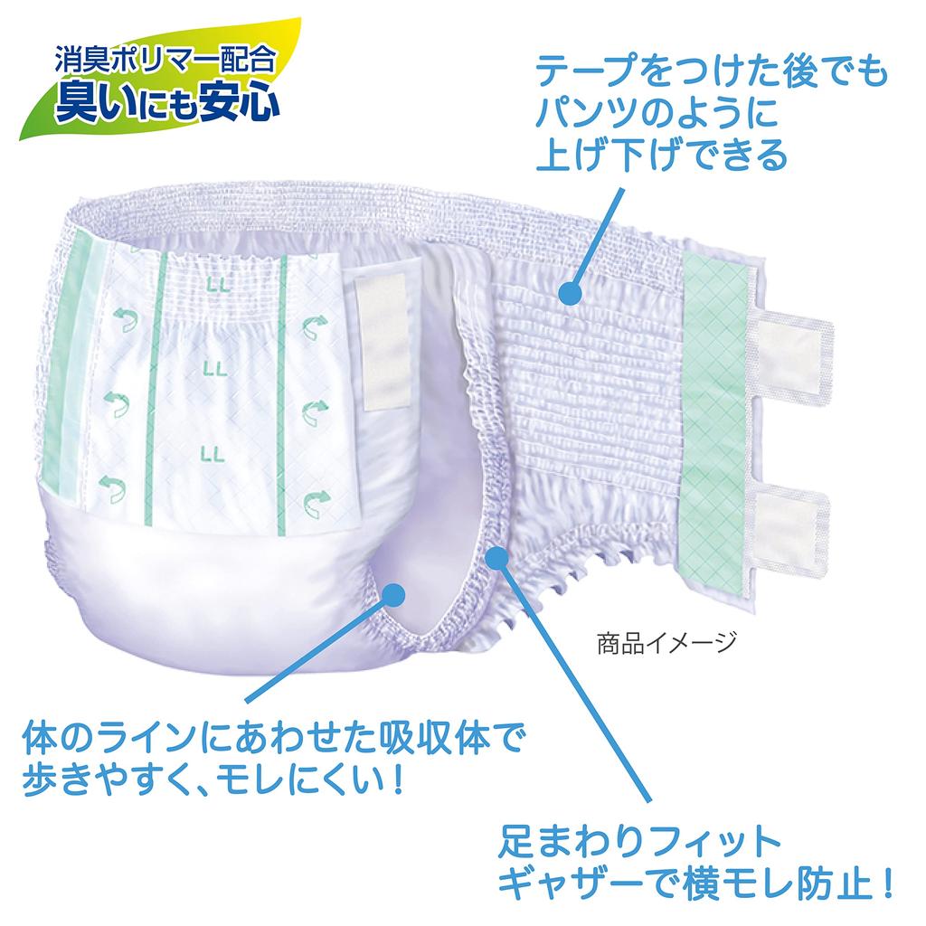 Refre Henshin Jizai Pitouch Adult Diapers Size 6 Absorption Capacity 12 Large Size Nursing Care Diapers with Deodorizing Polymer Pants, 2-Way (LL / /