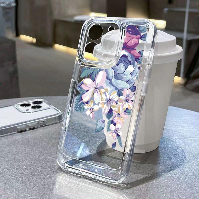 Coque en Silicone Doux Motif Fleur Pour Iphone 16 Coque Pour Iphone 15 14 13 12 11 Pro Max Coque Housse Xs Xr 7 8 Plus Coque Funda Coque Bumper
