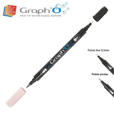 Felt Tip Pens - Graph'It - Graph'O - Pale Pink - Double Tip - 0.5mm and Brush