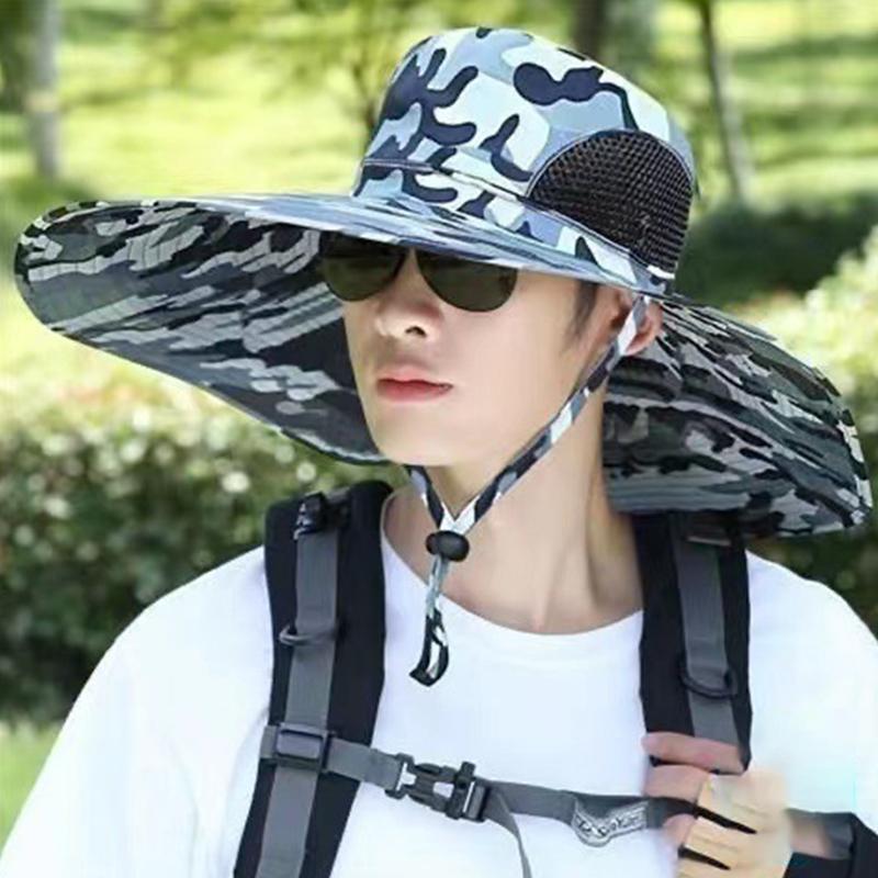 Summer Sun Hats Uv Protection Outdoor Hunting Fishing Cap For Men Women Hiking Camping Visor Bucket Hat Removable Fisherman Hat