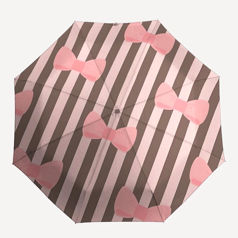 1pc Bowtie Stripes Automatic Open/close Folding Umbrella, Compact Portable Travel Umbrella, Durable Construction Yy251230132