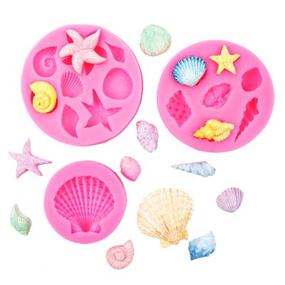 3-teiliges DIY-Silikonform-Set mit Meeresmotiv, Muschel-Fondant-Kuchenformen für Kuchen, Cupcakes, Süßigkeiten, Schokolade, Backformen