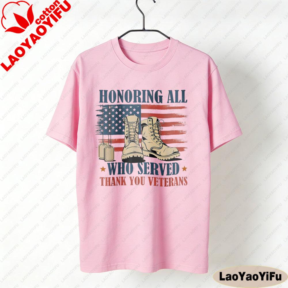 US Honoring All Who Served T Shirt Thank You Veterans Tops Veterans Day Women Fashion Clothes Ropa Mujer Oneck T Shirt