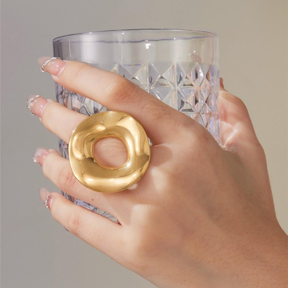 Minimalist Irregular Circle Design Chunky Ring In Stainless Steel 18K Gold Plated Statement Rings For Women Modern Chic Jewelry