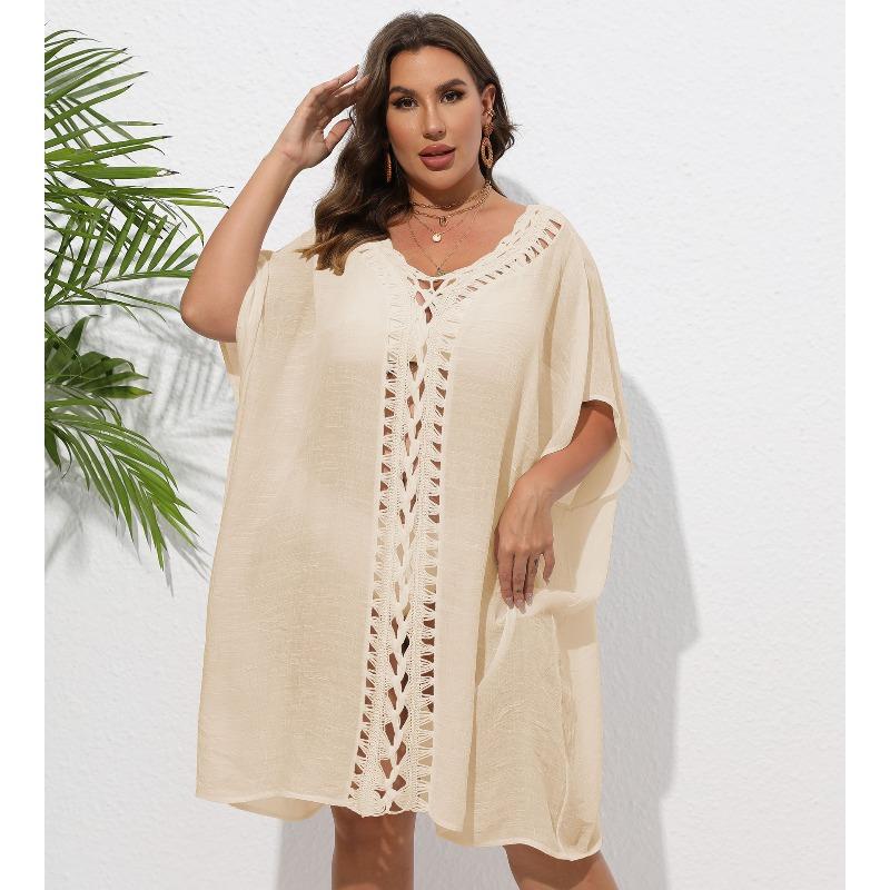 Women's Dress Large Size Women's Hand Hook Splicing Loose Beach Bikini Overcoat