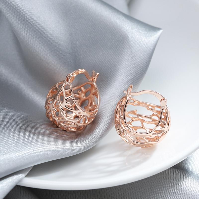 Fashion Glossy Hollow Ball Earring For Women Unusual Creative  Rose Gold Color Ethnic Bride Vintage Daily Jewelry New