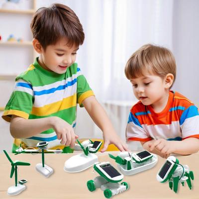 1 Set 6-in-1 Solar Robot Toy DIY Handmade DIY Solar Powered Robot Dog Steamboat Windmill Car Plane Model Kids Science Exploration Projects STEM Toy