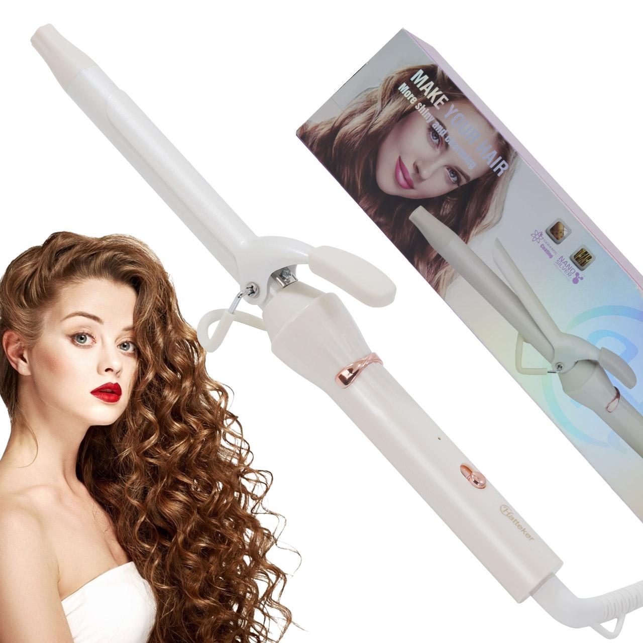 

Керамические щипцы для завивки волос HATTEKER 3/6 дюйма, бигуди салонного класса с двойным напряжением, профессиональные щипцы для завивки волос 9 мм 13 мм 19 мм серый