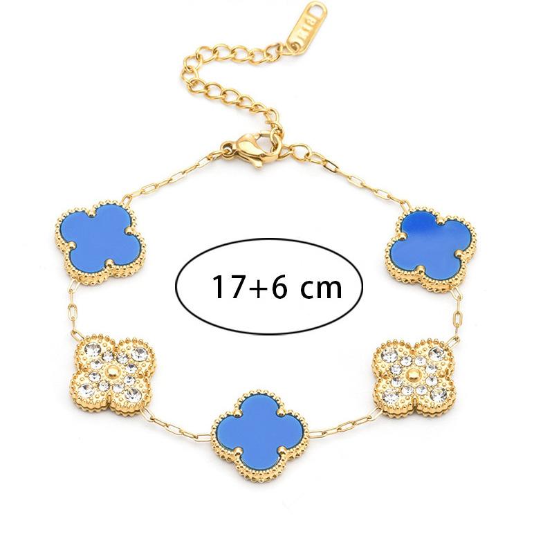 13mm Four Leaf Flower Bracelet Ladies Women's Fashion Four Leaf Flower Titanium Bracelet
