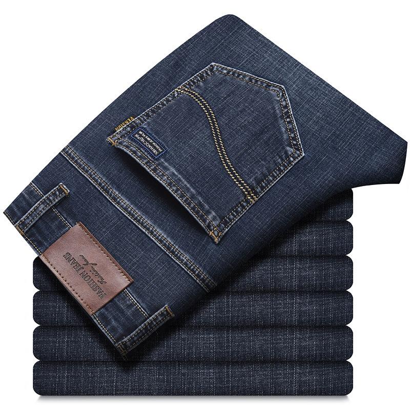 Sommer Dünn High-End Business Plus Herren Elastische Slim Fit Jeans Gerades Bein Locker Lässige Hose