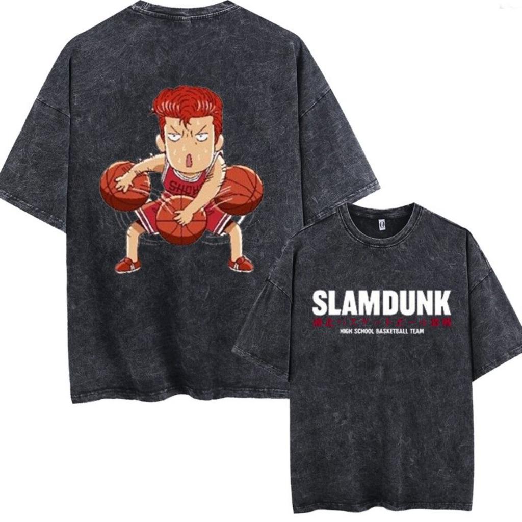 Sakuragi Blossom Road Short Sleeve Akagi Harukowashed Cotton T-Shirt Couple SLAM DUNK Summer Loose Cotton Unseix Oversize Top