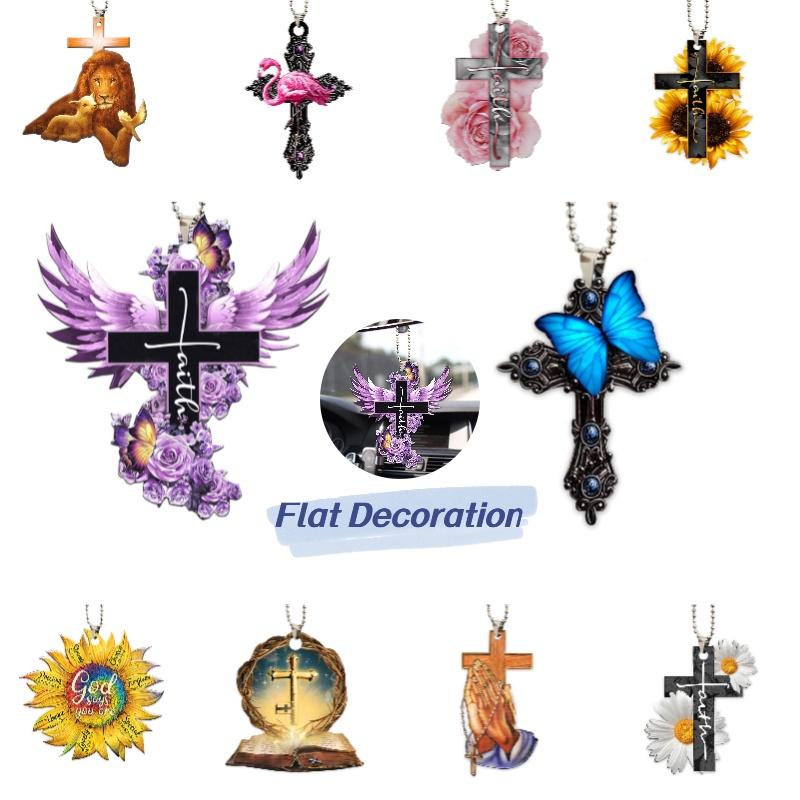 Elegant Purple Rose Butterfly Car Rearview Mirror Accessory Christmas Tree Decoration Hanging Ornament