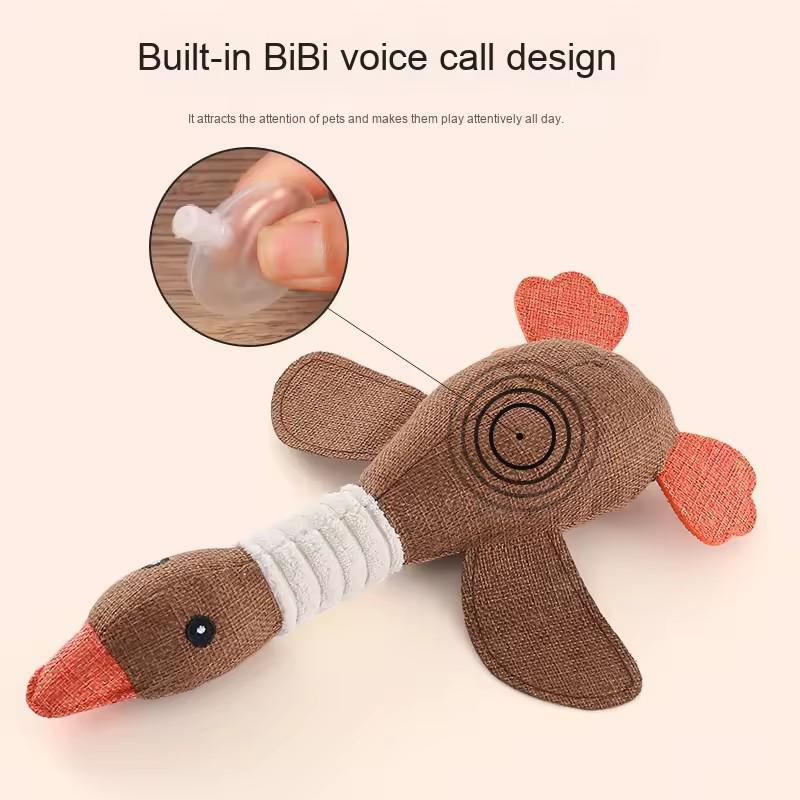 Eco - Friendly Plush Duck Dog Toy with Squeaker for Chewing and Teething - Interactive Pet Supplies Cat Dog Toys