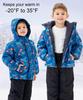 Hiheart Ski and Snowboard Wear Set for Down Jacket and Set for Snow Geometric Size 130 Kids' Boys, Pants, 2-Piece Play, Design,