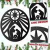 Metal Nativity Scene Wall Ornament, Religious Christmas Decor Holiday Wall Sculpture, Rustic Iron Art Finish for Outdoor Indoor Garden Gift
