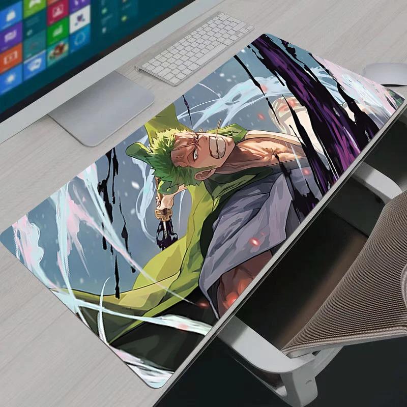 One Piece Zoro Mauspads Notizbuch Gaming Große Tastatur Rutschfeste Gummi Computer Teppich Schreibtischmatte PC Gamer Mauspads Jugend Geschenke