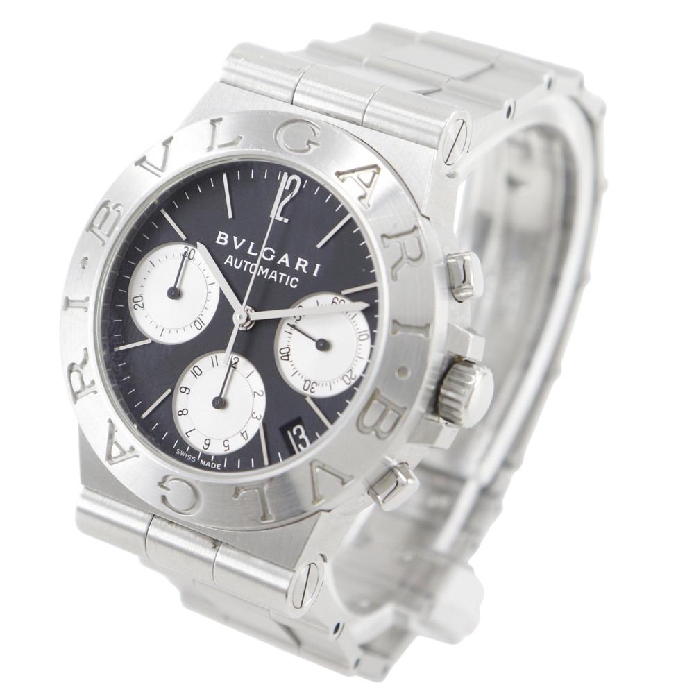 BVLGARI Diagono Sports Watches CH35S black/Silver blackDial Stainless Steel Mechanical Automatic Chronograph mens Used