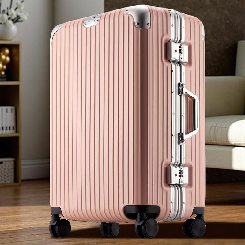 Quiet Spinner Wheels Aluminum Frame Luggage for Women Men - Durable Large Capacity Suitcase with Combination Lock