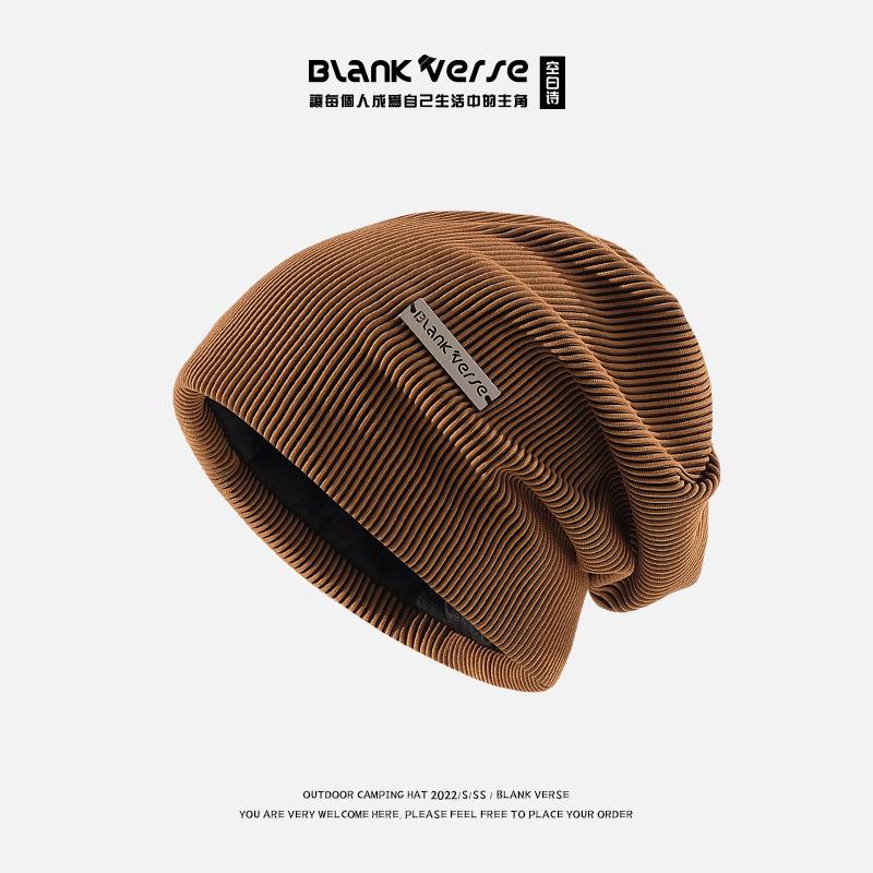 Lazy wind black pile hat women's autumn and winter fashion pullover confinement hat big head circumference showing face small bag head hat