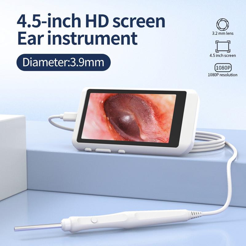 4.5-inch Screen Ear-picking Instrument 3.9/3.2mm Digital Otoscopy Endoscope HD LCD Screen Ear Scope Clean Ear Wax Cameras